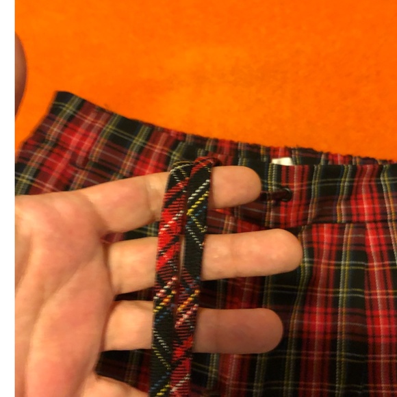 Red check tartan high rise lace-up waist granpa pants NWT - Picture 4 of 8